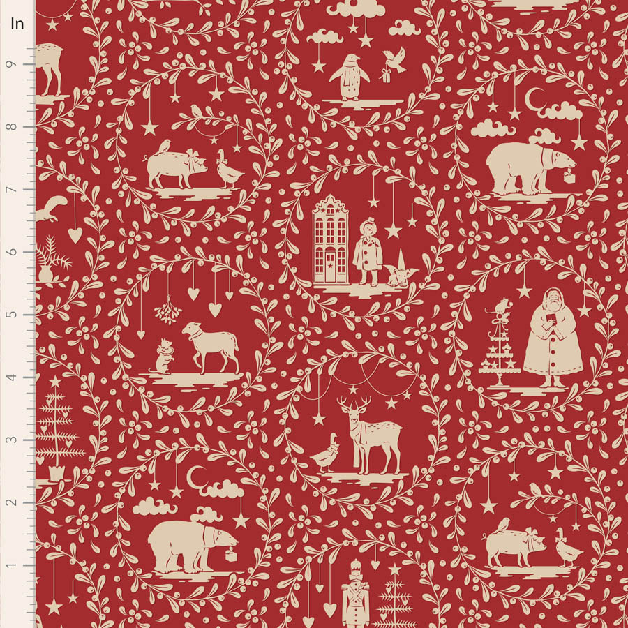 Tilda Merry Little Christmas -Paperscenes Burgundy - Main