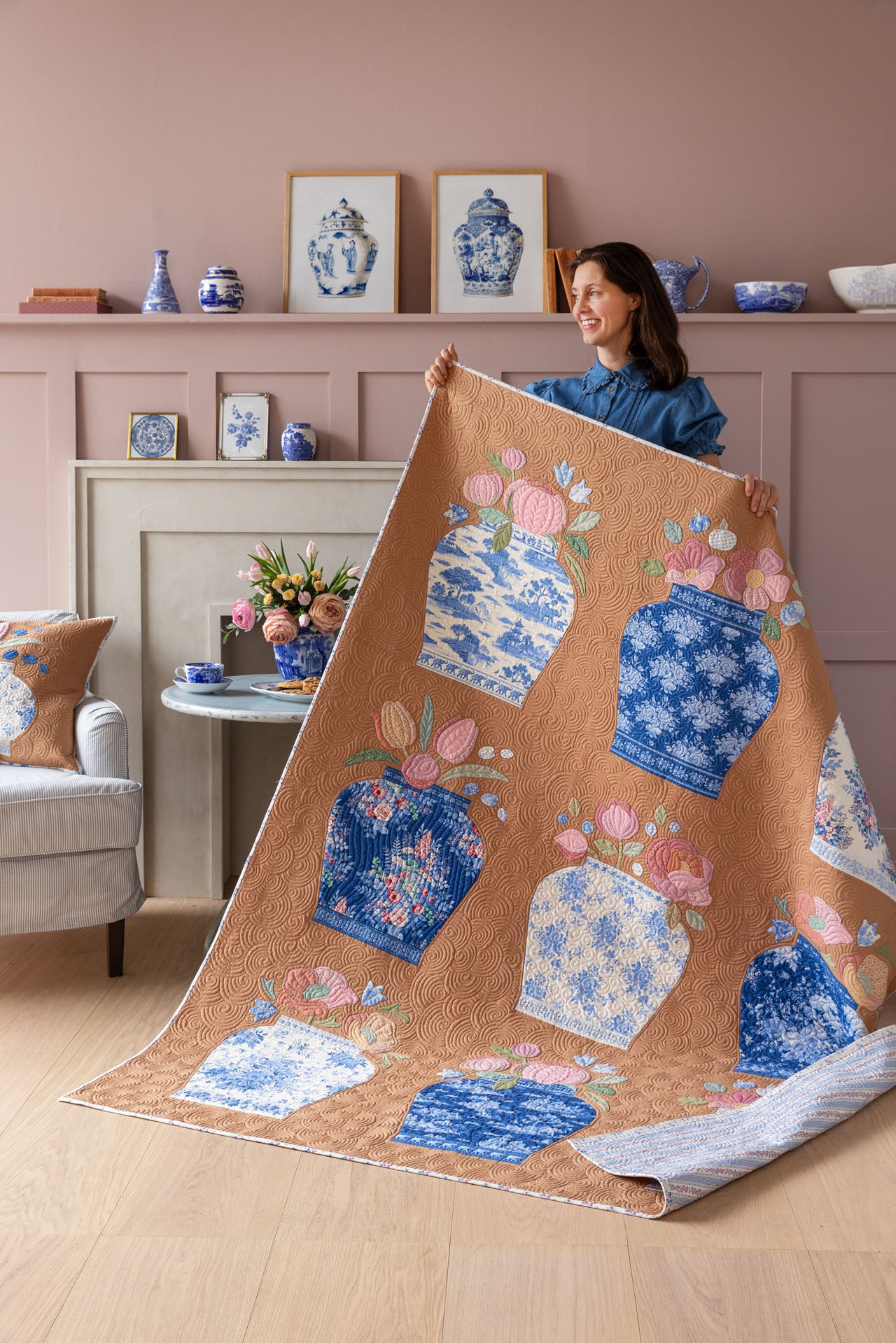 Something Blue Ginger Jar Quilt Kit - Tea