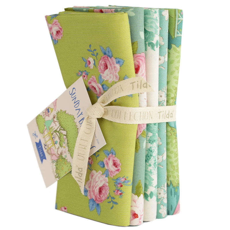 Tilda Sunday Brunch - 5 Fat Quarter Bundle Lime/Teal