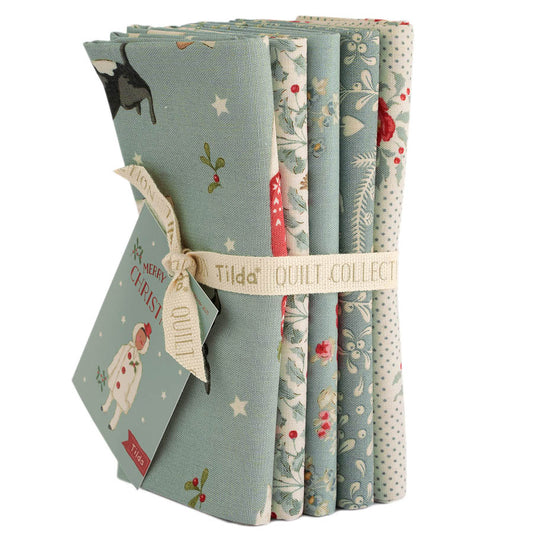 Tilda Merry Little Christmas - 5 Fat Quarter bundle Duck Egg