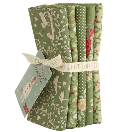 Tilda Merry Little Christmas - 5 Fat Quarter bundle Green