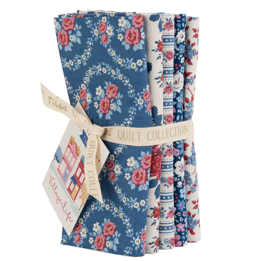 Tilda Village Life -  5pc Fat Quarter Bundle - Blue