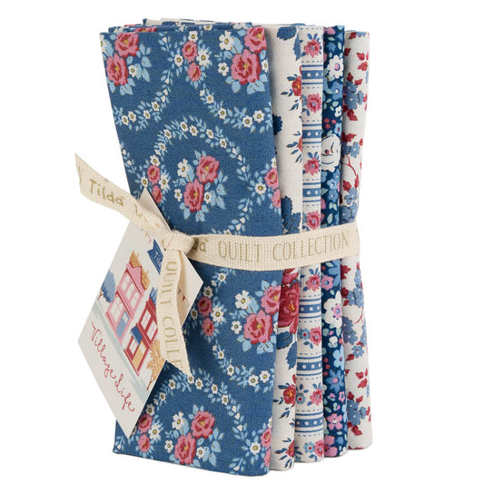Tilda Village Life -  5pc Fat Quarter Bundle - Blue
