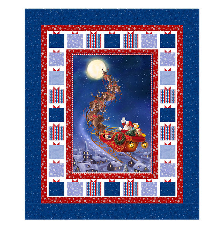 Santa In Flight Quilt Kit