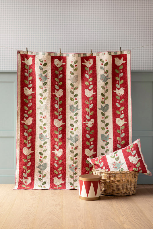 Tilda Winter Birds Quilt - Burgundy